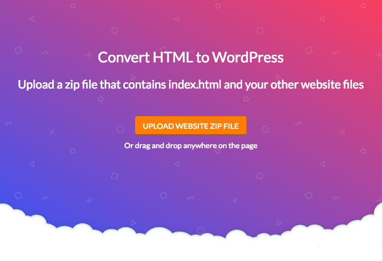 Upload a zip to convert to WordPress